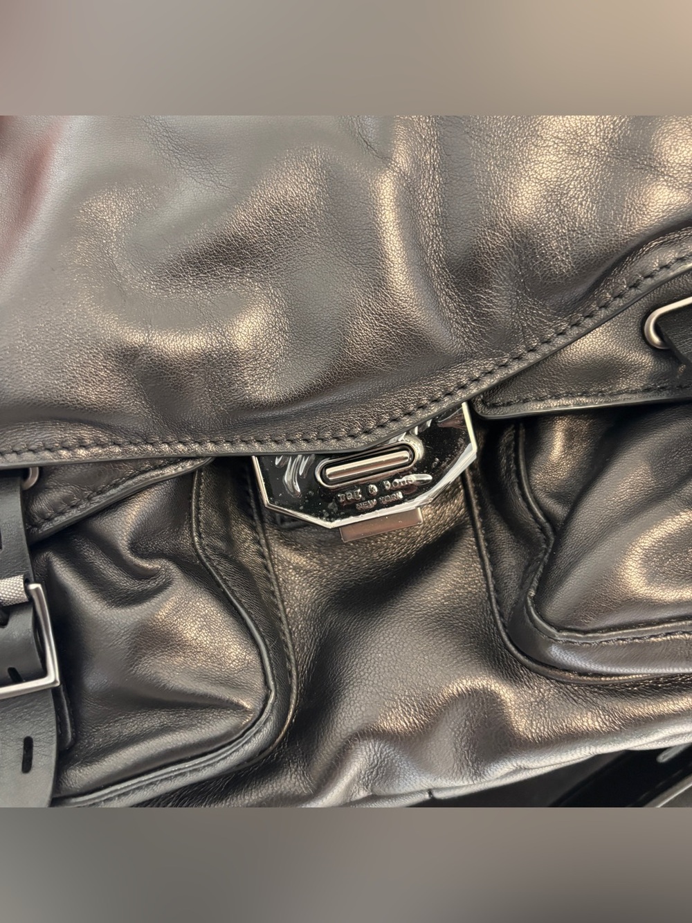 Rag & bone black gunmetal puffy field messenger bag - Picture 7 of 16
